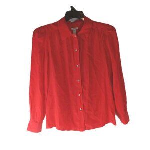 J.Crew Womens Button Up Shirt Red Silk Long Sleeve Casual Basic Top Size 2